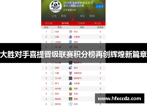 大胜对手喜提晋级联赛积分榜再创辉煌新篇章